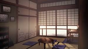 Cartoon living room interior background template cozy house. Anime Landscape Warm Japanese Room Background