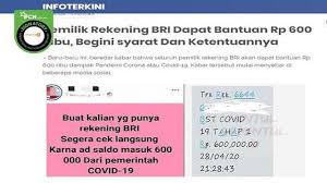 Kak kalo tf dari bank bri ke mandiri tfnya lwat teller terus kelebihan no rek kan mandiri hanya 13digit sdgkn yg sya tulis di slip 14digit apakah tf bakal gagal? Cek Fakta Tidak Benar Semua Pemilik Rekening Bri Dapat Bantuan Sosial Corona Rp 600 Ribu Cek Fakta Liputan6 Com