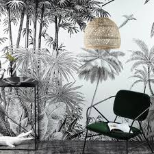 Ce sont facilement des fonds d'écran amovibles qui peuvent être facilement attachés aux murs sans appliquer de colle supplémentaire. Papier Peint Intisse Imprime Jungle Noir Et Blanc 300x350 Paradise Maisons Du Monde