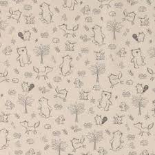 Organic Bomull Natur Med Djurtryck Stoff Stil Bomull Babysomnad Djur