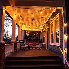 Also, there are lights that are fixed in the patio ground. Outdoor Solar String Lights 34 Ft Vintage S14 Hanging Patio Lights With 15 Shatterproof Dimmable Led Bulbs Auto On Off For Outdoor Bistro Cafe Garden Backyard Balcony Porch Gazebo Decor Black Amazon Com