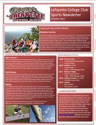 Sign up to our newsletter. October Club Sports Newsletter Featuring Outdoors Society Recreation Services Lafayette College