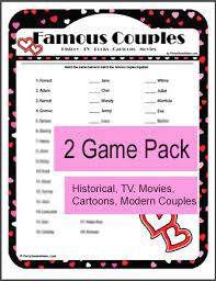 Have fun and learn more about your partner. Printable Famous Couples Trivia Game Valentines Bridal Showers