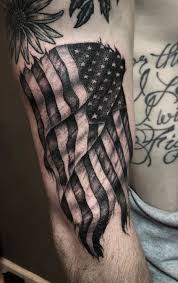Black and white flag tattoo. 115 Patriotic American Flag Tattoos You Must See Tattoo Me Now