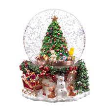 A flocked artificial christmas tree is the answer. Snow Globe O Christmas Tree