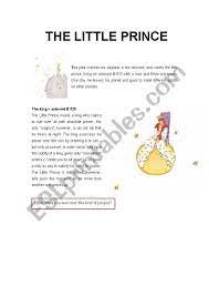 The Little Prince Esl Worksheet By Wow720 Reading Worksheets The Little Prince Writing Short Stories