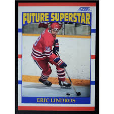 Score #440a bears blue score lettering on the front of the card. 1990 91 Score 440 Eric Lindros Rookie Us Mint Condition
