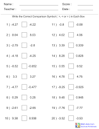 The math worksheets are randomly and dynamically generated by our math worksheet generators. Comparing Decimals Practice