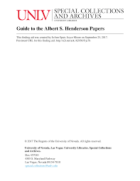 Guide to the Albert S. Henderson Papers