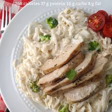 The nutritional content of that combination is 10 grams of healthy fats, 3 grams of protein and zero net carbs. Low Calorie Chicken Alfredo Pasta Low Carb And Gluten Free Health Beet