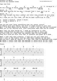 Leonard Cohen Song Sisters Of Mercy Lyrics And Chords Lyrics And Chords Sisters Of Mercy Leonard Cohen Songs
