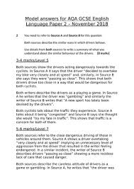 How to answer question 6 paper 2 edexcel gcse english language paper. Levels 5 7 And 9 Model Answers Aqa Gcse English Language Paper 2 November 2018 Teaching Resources