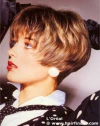 Interesting hairstyles in this article. An Eighties Look Short Layered Bob Hairstyle With The Hair Cut Very Short At The Back And The Ears Partly Exposed Doc Document
