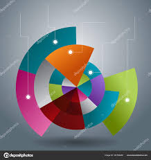 overlapping transparent pie chart slices stock vector