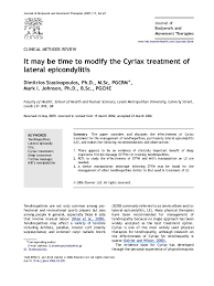 Tennis elbow is a condition or stress injury caused by overuse of the forearm and wrist. Pdf It May Be Time To Modify The Cyriax Treatment Of Lateral Epicondylitis Dimitrios Stasinopoulos Academia Edu