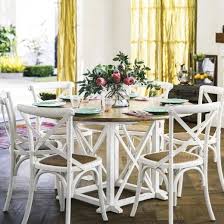 Provincial Oak Round Table White With 6 Cross Back Chairs Vintage White Package Cross Back Dining Chairs Round Dining Table Crossback Chairs