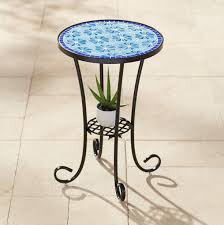 Infilm 20in mosaic accent table,round terrace bistro table color glass tabletop sofa and couch end side table, small coffee table plant stand for living room,garden,patio,indoor outdoor furniture. Amazon Com Teal Island Designs Blue Stars Mosaic Black Outdoor Accent Table Patio Lawn Garden