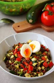 Salade De Lentilles Aux Legumes Et Oeuf Mollet Amandine Cooking Salade De Lentilles Plat Vegetarien Recette Legume Accompagnement