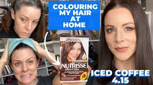 In combination with the natural hair colour expressive, lively shades, shine and volume are created. Colouring My Hair At Home 4 15 Iced Coffee Using Garnier Nutrisse Creme For Greys 1st Try Youtube