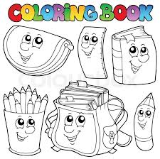 Choose your favorite colors from the palette to paint beautiful cartoon coloring picture. Coloring Book School Cartoons 1 Stock Vector Colourbox