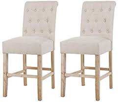 Nobpeint Fabric Upholstered Barstool Dining Chair Solid Wood Legs 24 Tan Set Of 2 Kitchen Bar Stools Dining Chairs Chair