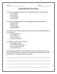 Washington police officers get a half hour class in for the most part, trivia questions can be gotten some information about anybody, including children. Super Bowl 52 Trivia Quiz By Teacher Chip S School Store Tpt