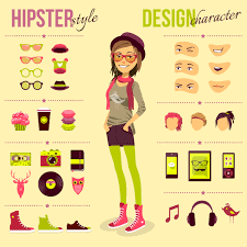Hipster Girl Set - Download Free Vectors, Clipart Graphics ...