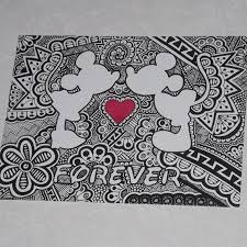 Mickey And Minnie Forever Print Disney Art Zentangle Art Disney Drawings