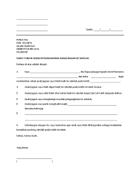 Kandungan surat kandungan surat mestilah mempunyai beberapa perenggan yang mejelaskan mengenai tujuan surat tersebut dihantar. Surat Tidak Hadir Sekolah
