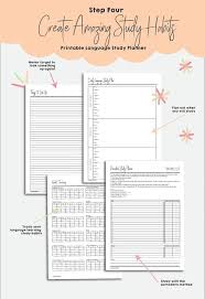 Language Learning Planner Self Study Foreign Languages Printable Pack Language Workbook Vocabulary Learning Study Goal Setting Yazyk