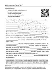 Arbeitsblatt Mit Luckentext Zum Thema Buro Arbeitsblatter Unterricht Schule Arbeit