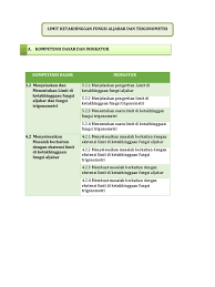 Limit fungsi aljabar adalah nilai hampiran suatu fungsi pada suatu bilangan real. Limit Ketakhinggan Fungsi Aljabar Dan Trigonometri