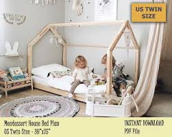 Toddler Bed Montessori Bed Bed Frame Plan Twin Bed Toddler Etsy In 2020 Toddler House Bed House Frame Bed Toddler Floor Bed