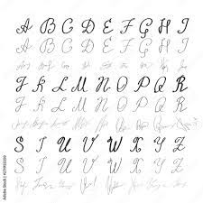 It includes over 300 glyphs with international characters, alternates, ligatures, and swashes. Alphabet In English Hand Drawn Typeface Letters Handwritten In Calligraphy Style Alphabetical Signature For Each Letter Of The Alphabet Vector Stock Vector Adobe Stock