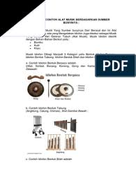 Menurut hornbostelsachs, klasifikasi alat musik itu ada 5, yaitu idiofon, aerofon, kordofon, membrafon, dan elektofon. Contoh Berbagai Alat Musik