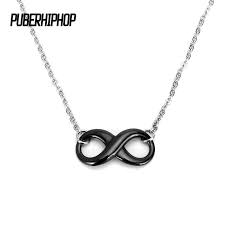 Black And White Necklace Simple Style Ceramic Infinity Pendant Necklaces With E 42cm Chain For Women Black White Innocu Silver Chain For Men Ceramic Necklace Jewellery Ceramic Necklace