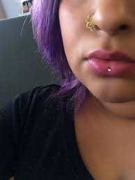 Violet Hair Inverse Vertical Labret Ashley Piercing Nose Ring Tribal From Tribalik On Etsy Ashley Piercing Piercing Lip Piercing Jewelry