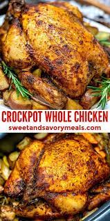 Juicy Crockpot Whole Chicken With Stuffing Video Recipe Chicken Crockpot Recipes Easy Chicken Crockpot Recipes Healthy Chicken Crockpot Recipes