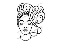 Black woman outline with turban in hair svg