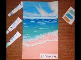 طريقة رسم بحر بحر امواج sea youtube sky painting painting watercolor