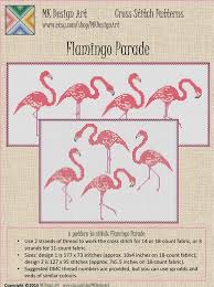 Designed for 14 count white aida, but will work fine for any count or colour pattern info: Flamingo Parade Cross Stitch Pattern