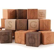 Teach Your Baby Sign Language Have Fun Building At The Same Time This Natural Asl Alphabet Blocks Set Is Pe Baby Sign Language Sign Language Alphabet Blocks