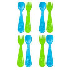 8 Piece Kids Forks And Spoons Set Toddler Utensils For Self Feeding Plastic Silverware With Microbefence Technology African Polar Theme Target