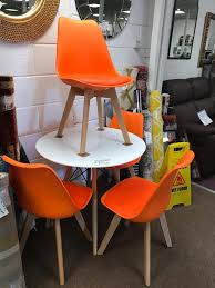 White Round Table Orange Chairs Dining Set 149 White Round Tables Orange Dining Chairs Orange Chair