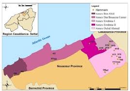 Eco beach house dar bouazza tamarisapartment with security gates 24/24, swimming pool, fitness perfect location in dar bouazza near shops, cafe, private beach. Location Of Hammams Of The Commune Dar Bouazza Download Scientific Diagram