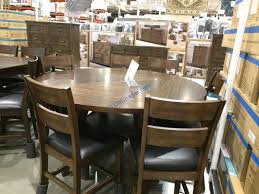 Round counter height dining table set. Bayside Furnishings 7pc Square To Round Counter Height Dining Set Model Csc7pcchd 1n Costcochaser