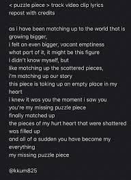 Check spelling or type a new query. Sully On Twitter Look At Where They Re Putting The Missing Puzzle Piece You Re My Missing Puzzle Piece Finally Matched Up We Are The Missing Puzzle Piece Nctdream Puzzlepiece ë„ˆì˜ìžë¦¬ Puzzlepiece Nctsmtown Dream Https T Co