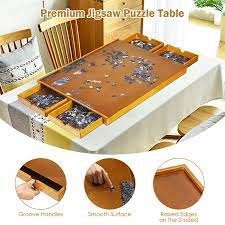 Wooden puzzle board jigsaw puzzle board up to 1500 pieces jigsaw puzzle table puzzle tables for adults puzzle storage board wooden plateau imsopuzzled 5 out of 5 stars (43) ca$ 225. Costway 1500 Pcs Wooden Jigsaw Puzzle Table Plateau Smooth Work Surface W 4 Drawers Walmart Canada