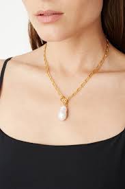 Check spelling or type a new query. White Baroque Pearl Gold Toggle Necklace Chan Luu