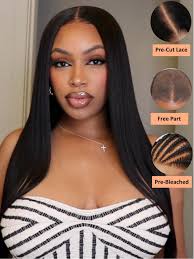 Amazon.com : YIROO Bye Bye Knots Pre Everything Wig Invisible Knots Yaki  Straight 7x5 Lace Front Wigs Human Hair Glueless Wig Human Hair Pre Plucked  Natural Hairline 150% Density 20 inch :